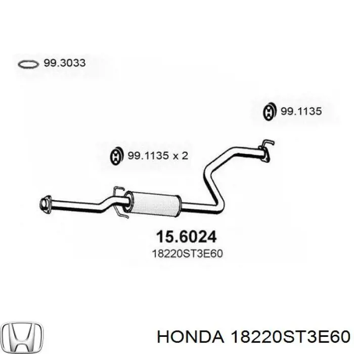 18220ST3E60 Honda глушитель, центральная часть