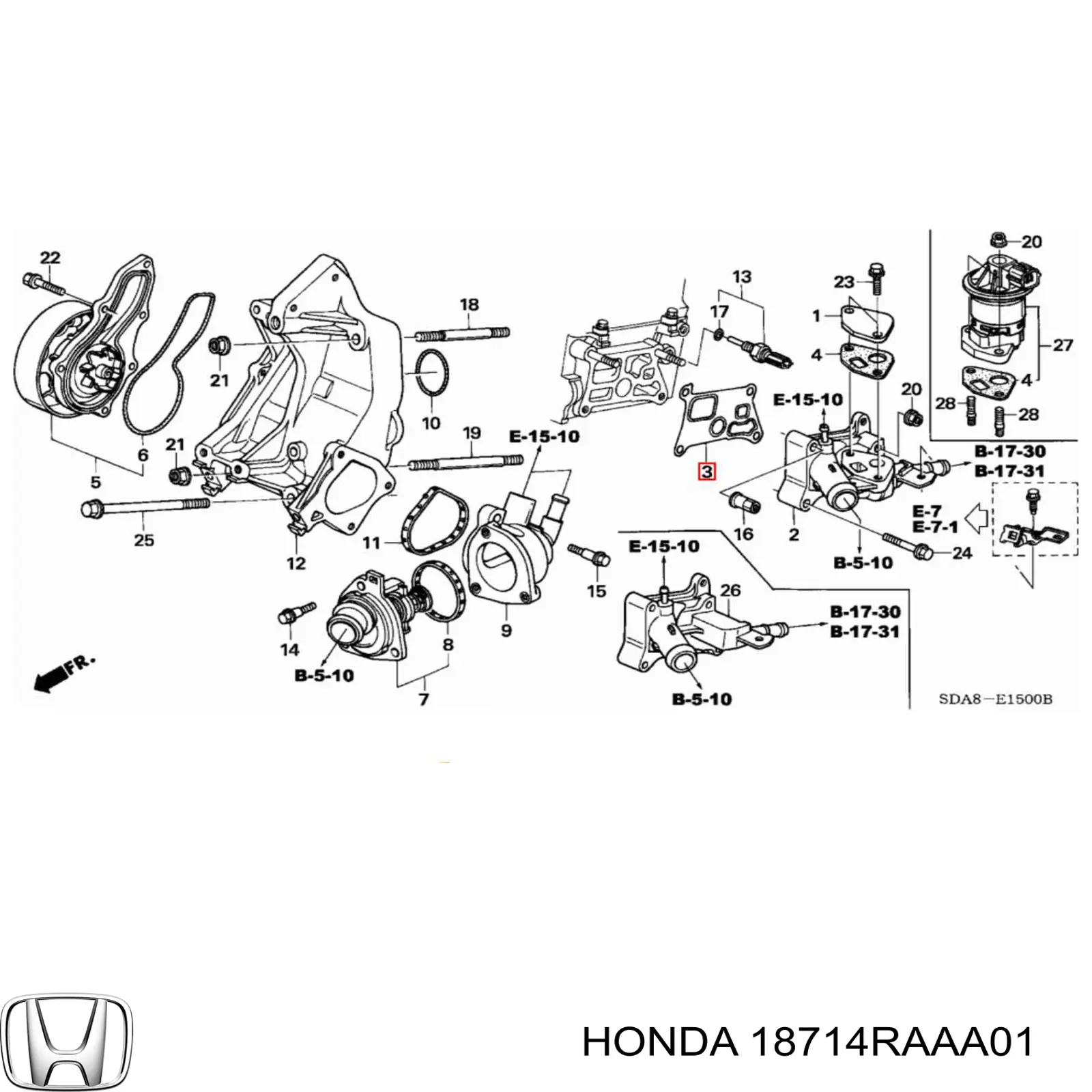 Прокладка холодильника EGR системы рециркуляции газов Honda 18714RAAA01 цена, от 7.92 USD