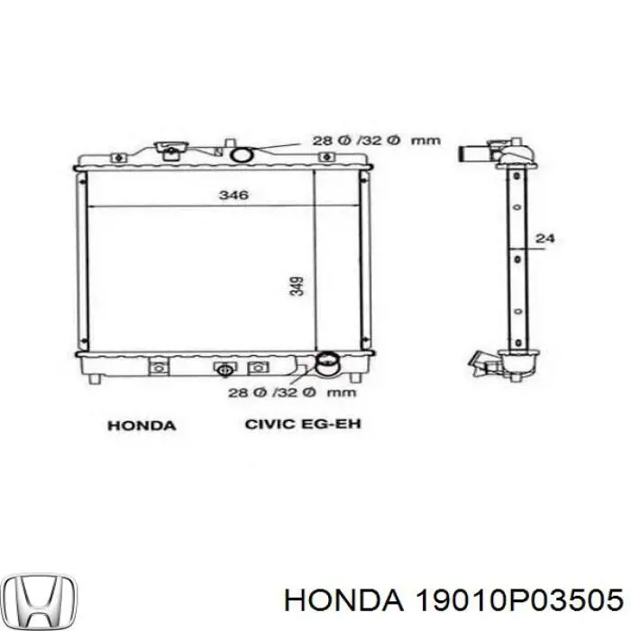 Радиатор охлаждения двигателя Honda 19010P03505 цена, от 65.46 USD