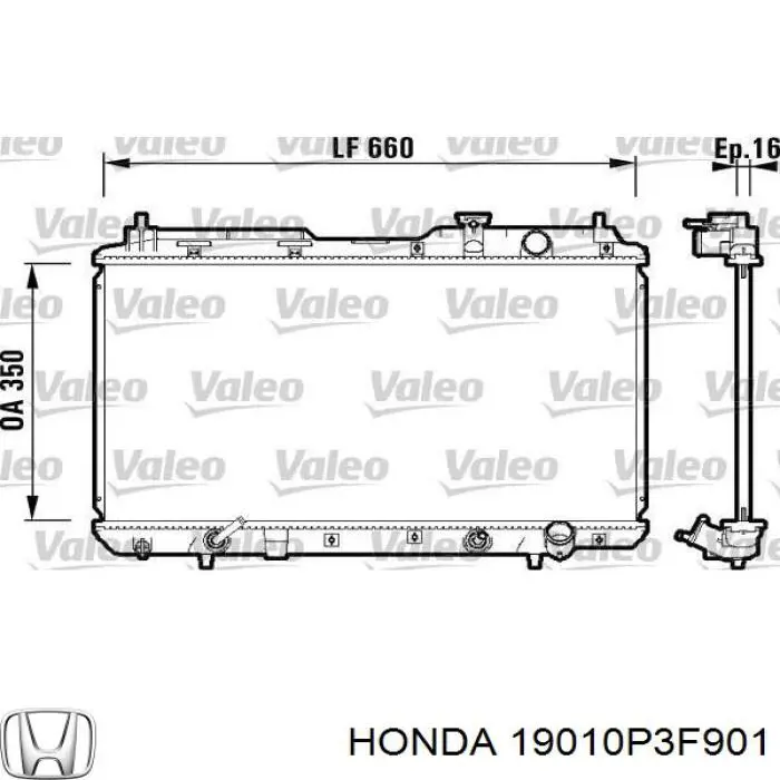 Купить 19010P3F901 Honda Радиатор водяной