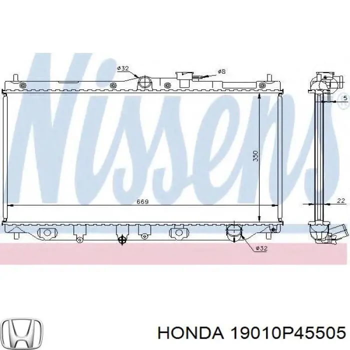 Радиатор охлаждения двигателя Honda 19010P45505 цена, от 70.15 USD