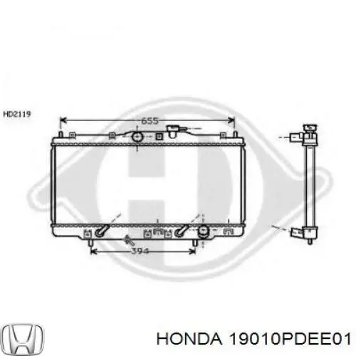 Купить 19010PDEE01 Honda Радиатор водяной