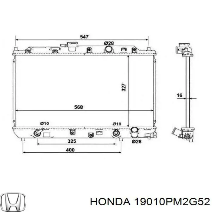 Радиатор 19010PM2G52 Honda