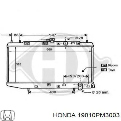 Радиатор охлаждения двигателя Honda 19010PM3003 цена, от 48.58 USD