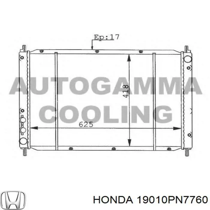 Радиатор 19010PN7760 Honda