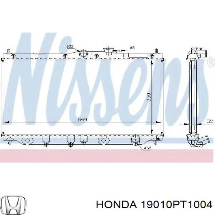 Купить 19010PT1004 Honda Радиатор водяной