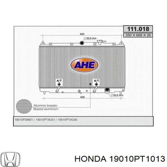 Купить 19010PT1013 Honda Радиатор водяной