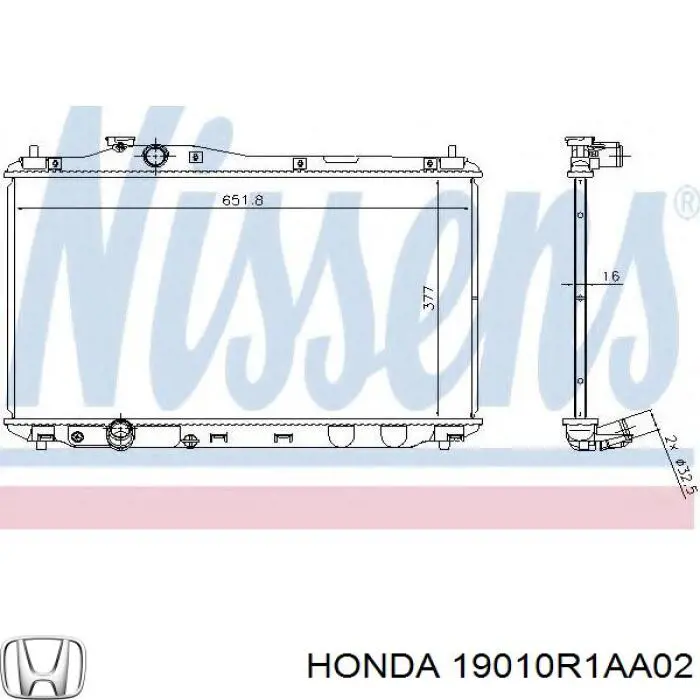 Радиатор 19010R1AA02 Honda