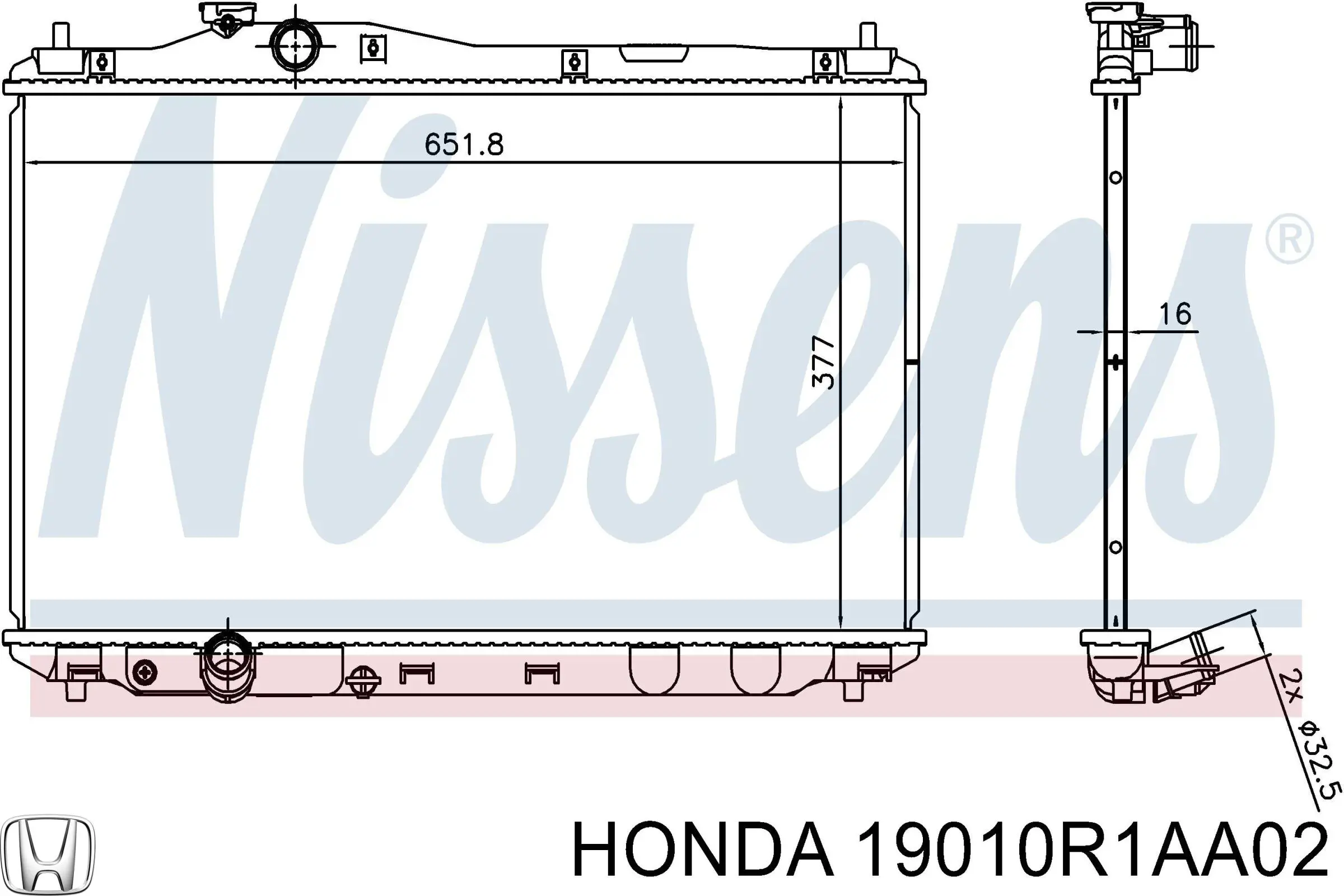 Радиатор охлаждения двигателя Honda 19010R1AA02 цена, от 116.76 USD