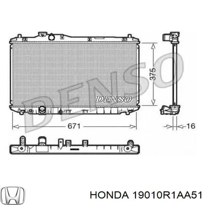 Радиатор 19010R1AA51 Honda