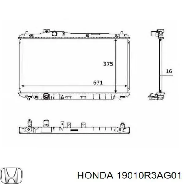 Радиатор 19010R3AG01 Honda