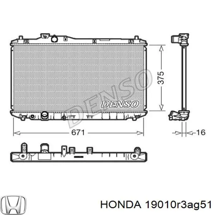 19010R3AG51 Honda Радиатор основной