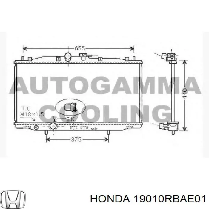 Купить 19010RBAE01 Honda Радиатор водяной