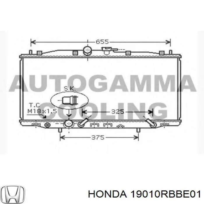 Радиатор охлаждения Honda 19010RBBE01