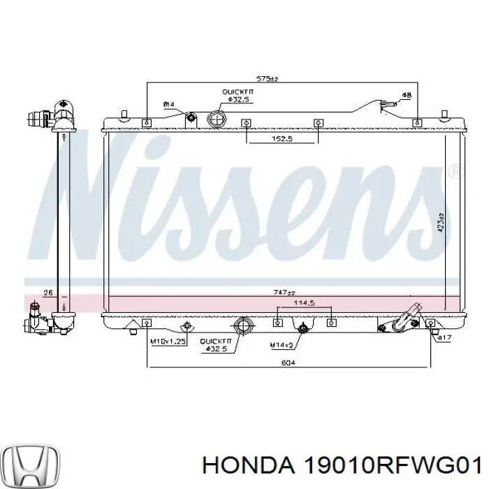 Радиатор 19010RFWG01 Honda