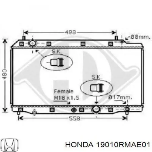 Радиатор 19010RMAE01 Honda