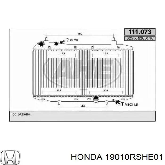 19010RSHE01 Honda радиатор