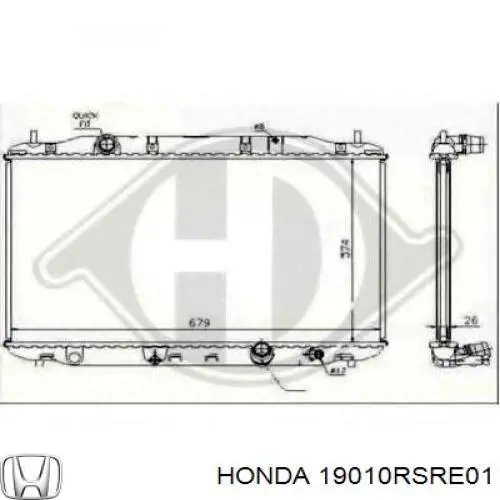 Радиатор охлаждения двигателя Honda 19010RSRE01 цена, от 179.35 USD