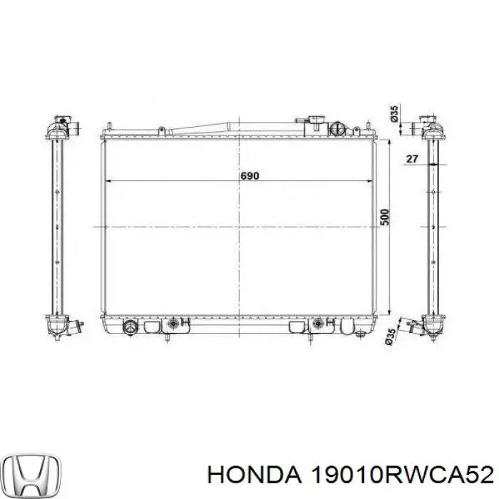 Радиатор охлаждения двигателя Honda 19010RWCA52 цена, от 178.76 USD