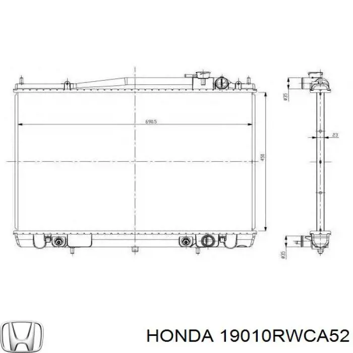 Радиатор 19010RWCA52 Honda