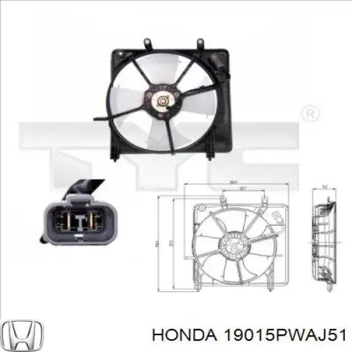 19015PWAJ51 Honda difusor do radiador de esfriamento