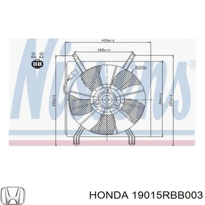 Диффузор радиатора 19015RBB003 Honda