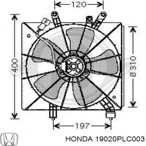 19020PLC003 Honda вентилятор (крыльчатка радиатора охлаждения)
