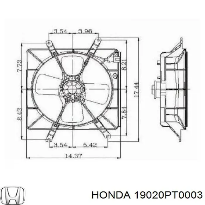 Мотор вентилятора системы охлаждения 19020PT0003 Honda