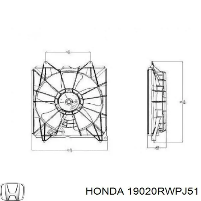 Вентилятор (крыльчатка) радиатора охлаждения левый 19020RWPJ51 Honda