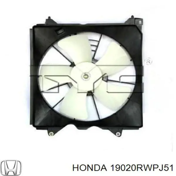 Вентилятор (крыльчатка) радиатора охлаждения левый HONDA 19020RWPJ51