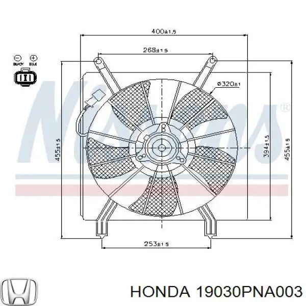 Мотор вентилятора кондиционера 19030PNA003 Honda