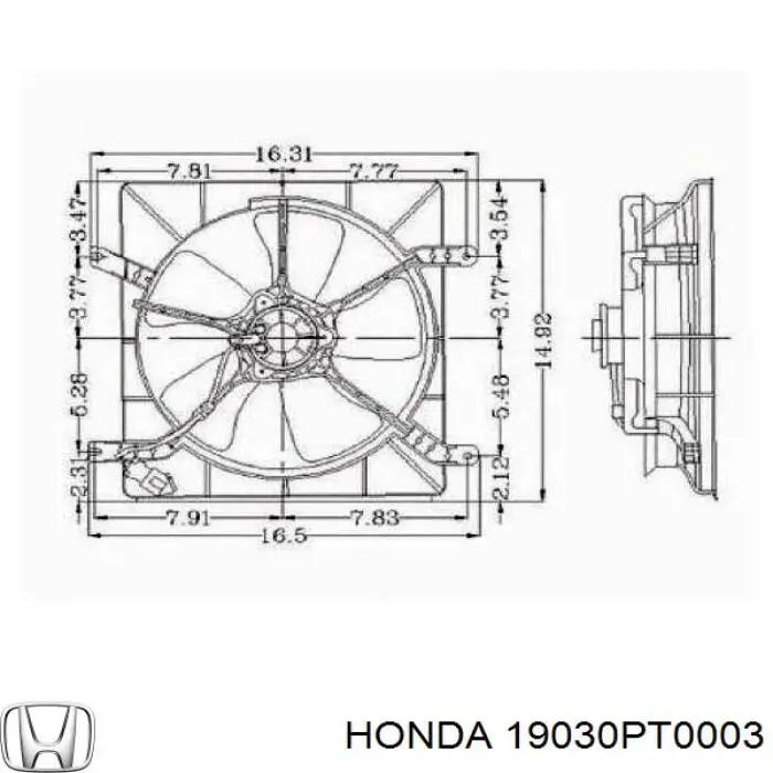 Электродвигатель вентилятора системы охлаждения Honda 19030PT0003