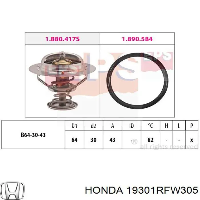 Купить 19301RFW305 Honda Автомобильный термостат