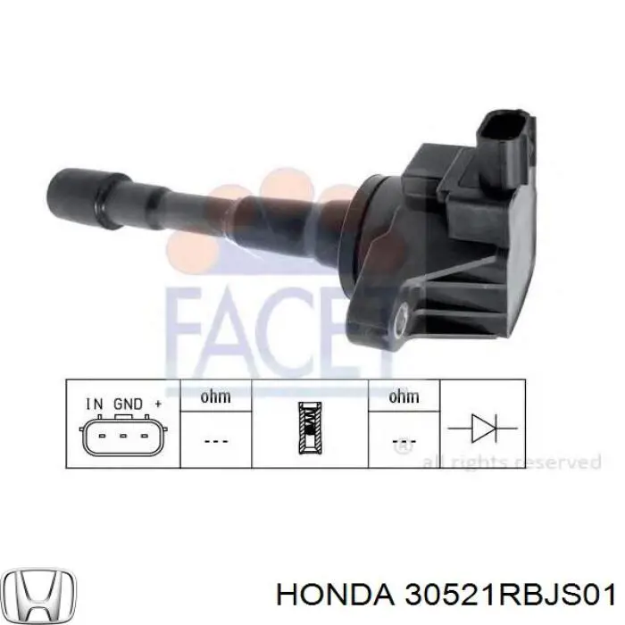 Катушка зажигания 30521RBJS01 Honda