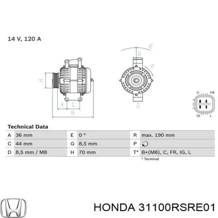 Генератор 31100RSRE01 Honda