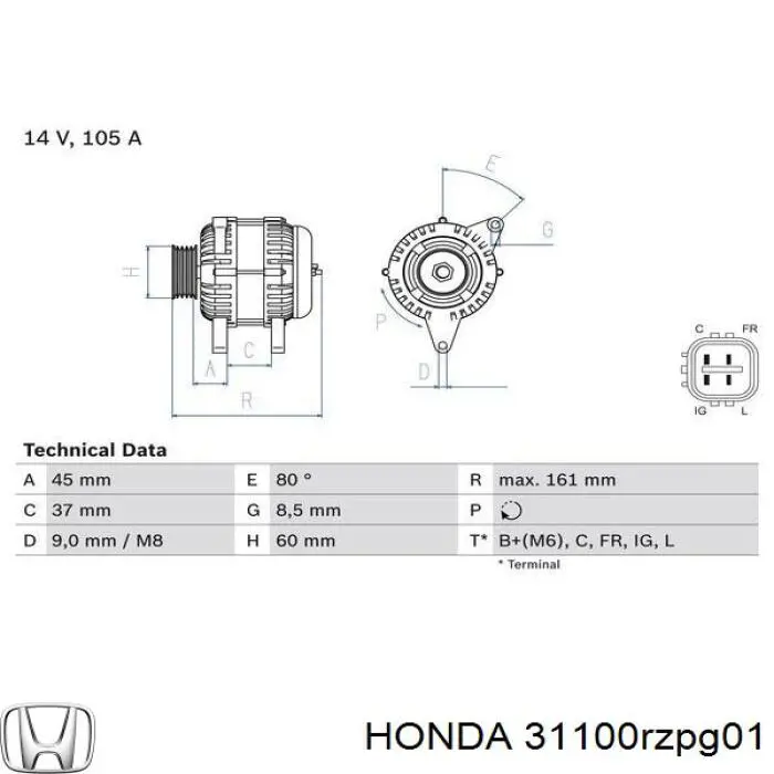 Генератор HONDA 31100RZPG01