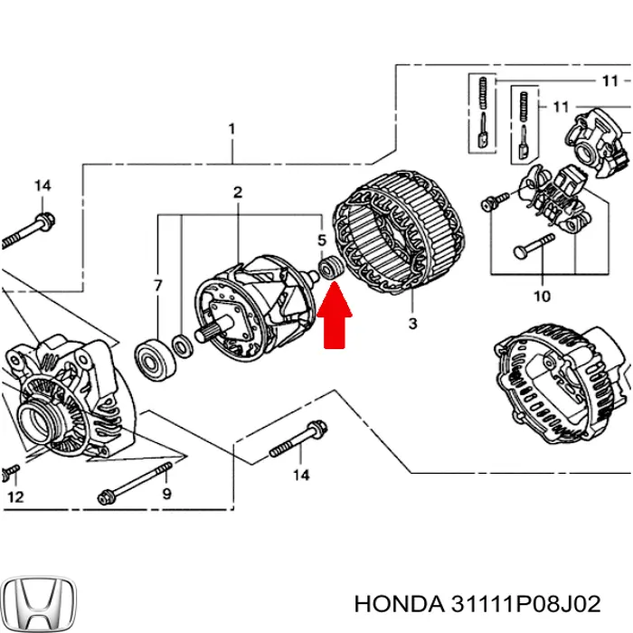 31111P08J02 Honda подшипник генератора