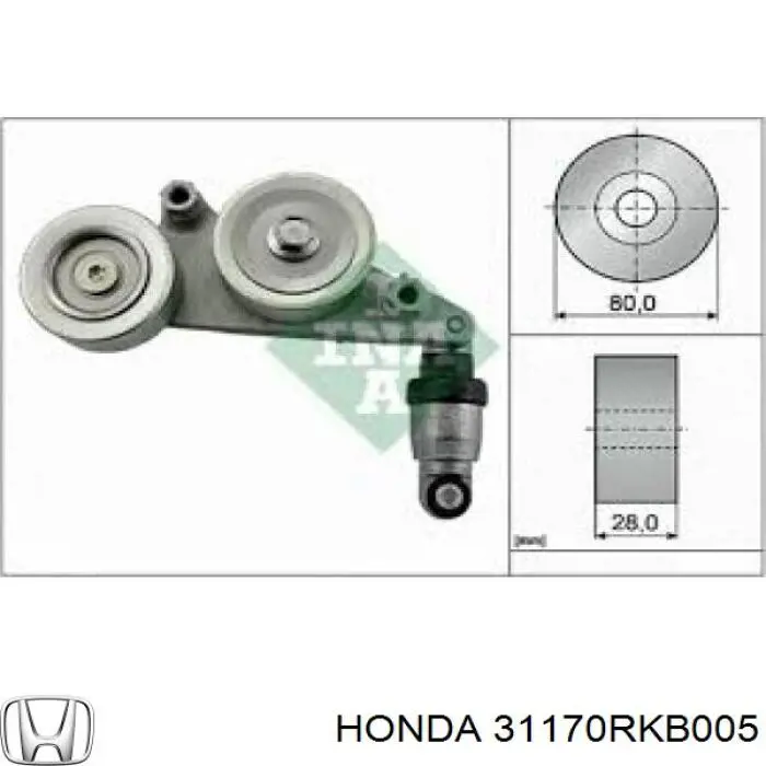 Роликовий модуль натяжителя ремня Honda 31170RKB005 цена, от 56.31 USD