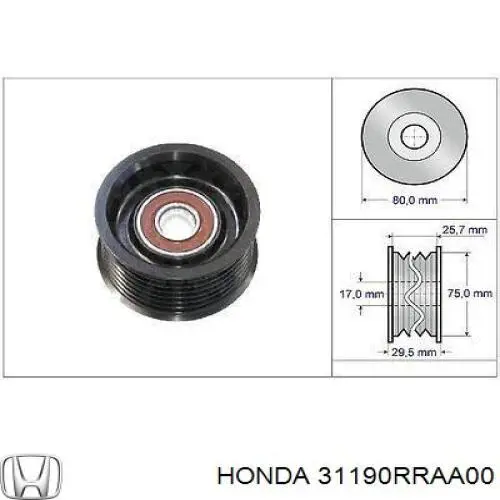 31190RRAA00 Honda rolo parasita da correia de transmissão