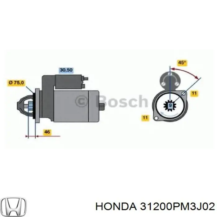 Купить 31200PM3J02 Honda Стартер