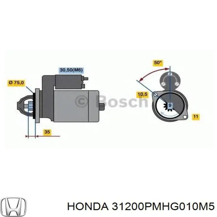 Стартер двигателя Honda 31200PMHG01