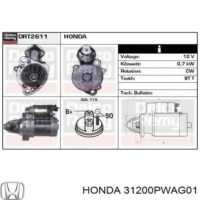 31200PWAG01 Honda стартер