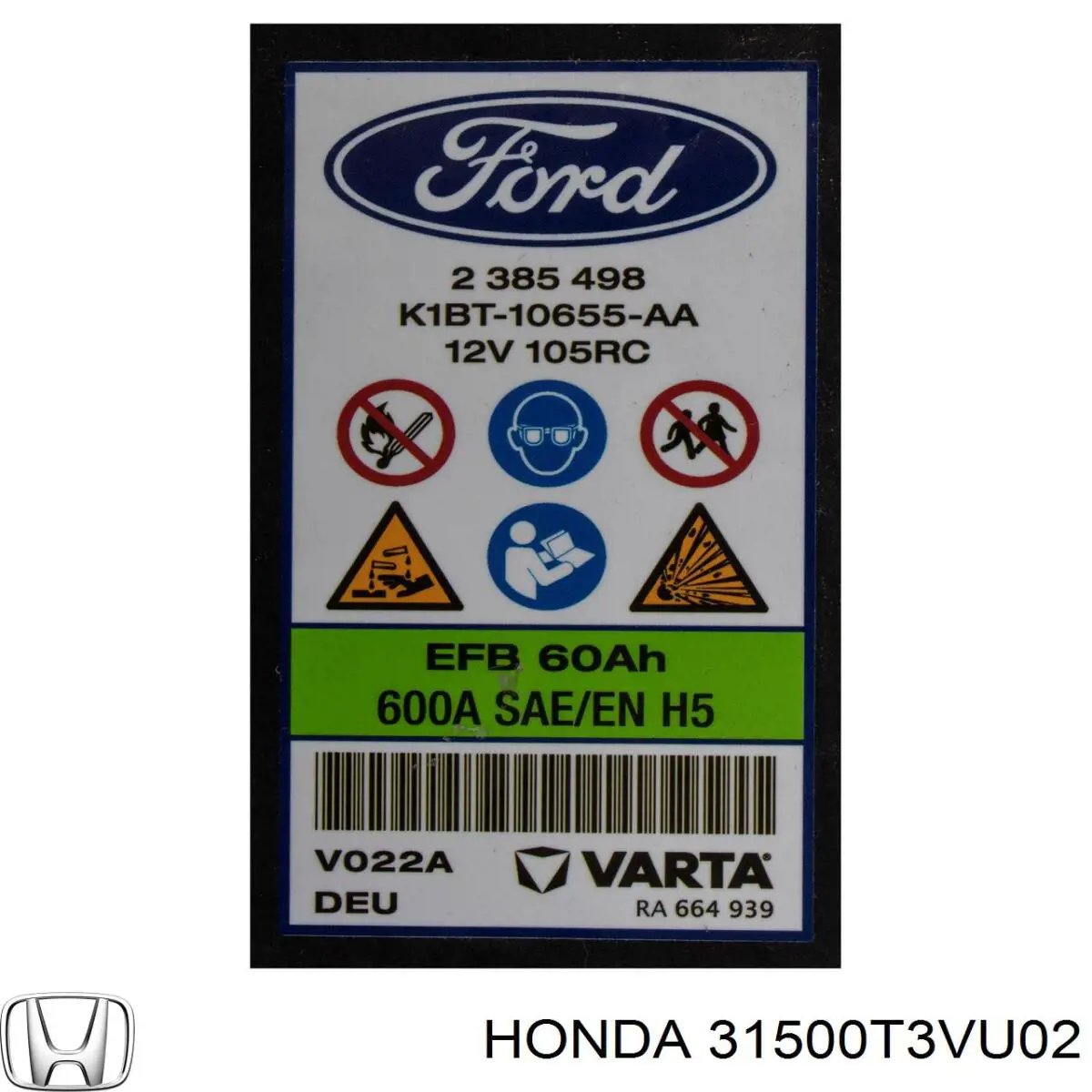Купить 31500T3VU02 Honda Батарея аккумуляторная