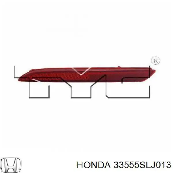 Левый отражатель заднего бампера Honda 33555SLJ013 цена, от 21.72 USD