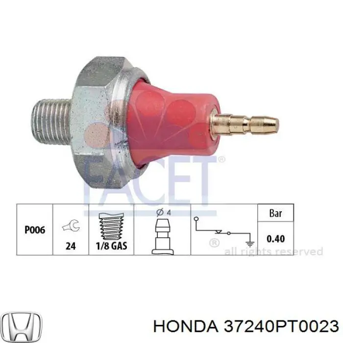 Indicador, presión del aceite 37240PT0023 Honda