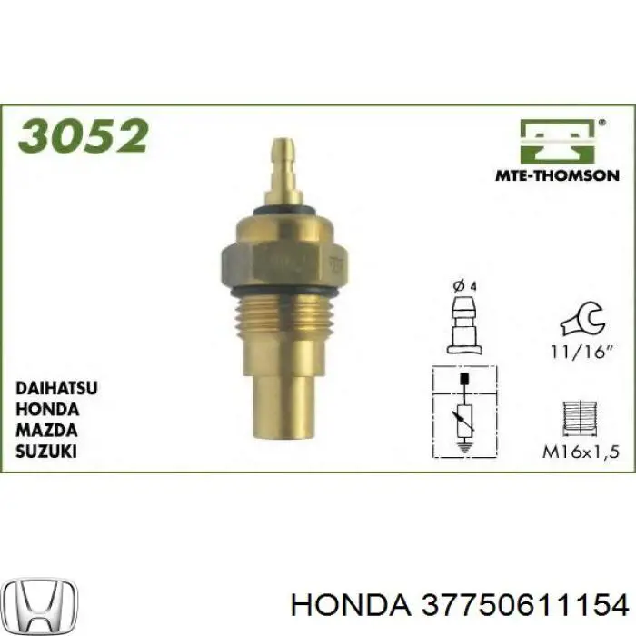 Sensor de temperatura del refrigerante 37750611154 Honda