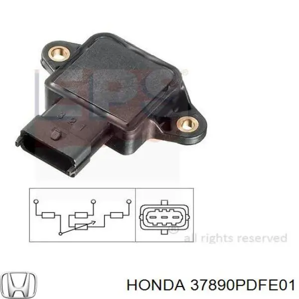 37890PDFE01 Honda датчик положения дроссельной заслонки (потенциометр)