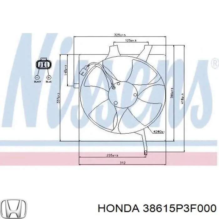 38615P3F000 Honda диффузор радиатора кондиционера