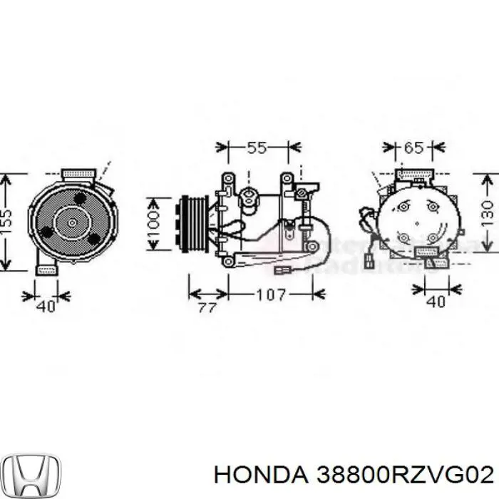 Компрессор кондиционера 38800RZVG02 Honda