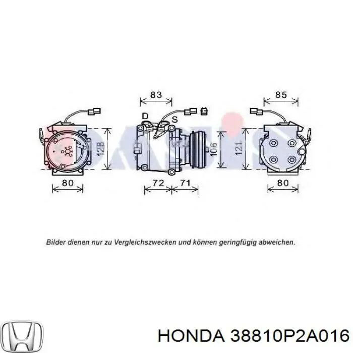 Компрессор системы кондиционирования Honda 38810P2A016 цена, от 112.87 USD